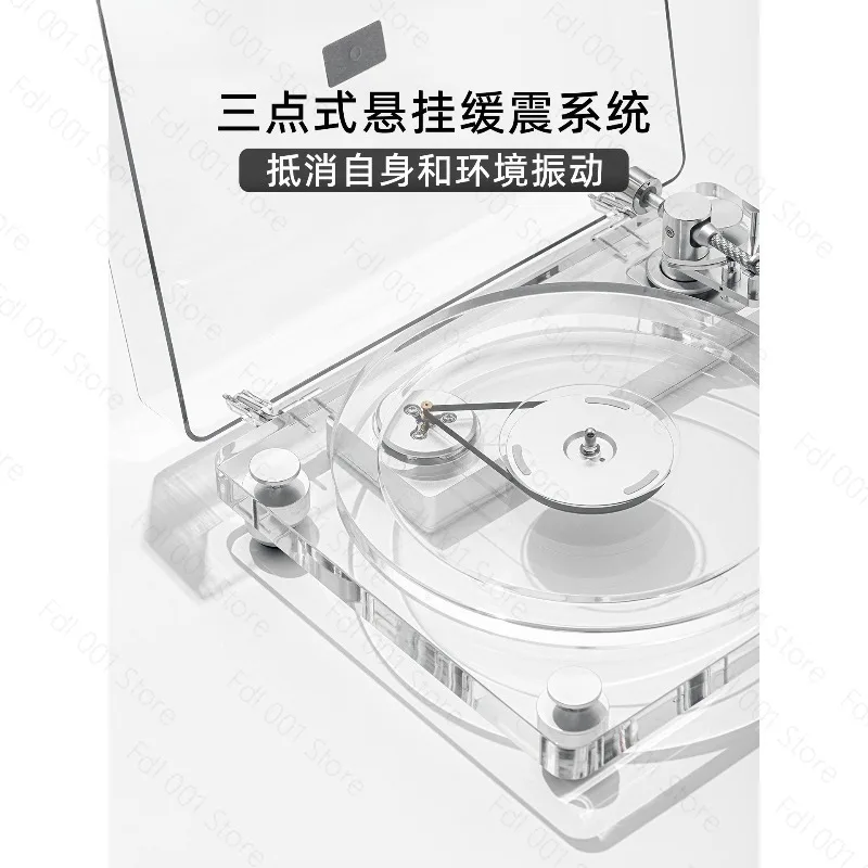 New Arrival Acrylic clear Body at Moving Cartridge Adjustable Pressure Tonearm Support BT/RCA/optic Access