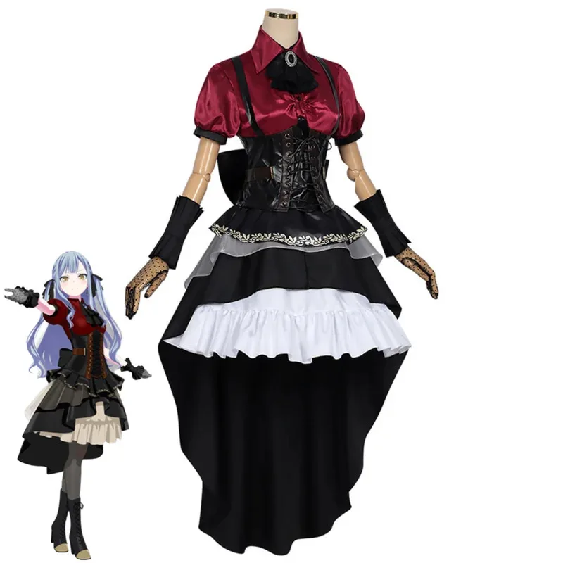 Anime BanG Sogno! Sakiko Togawa Costume Cosplay Ave Mujica Oblivionis Rosso Nero Abito da sera Parrucca Donna Kawaii Natale Suitx;8