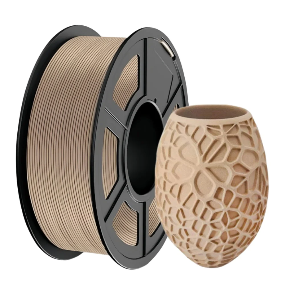 3D Printer Filament Wood PLA Filament 1.75mm 1KG, Neatly Wound 3D Printing Filament 1.75mm, Dimensional Accuracy +/- 0.02 mm, Fit Most FDM 3D Printers