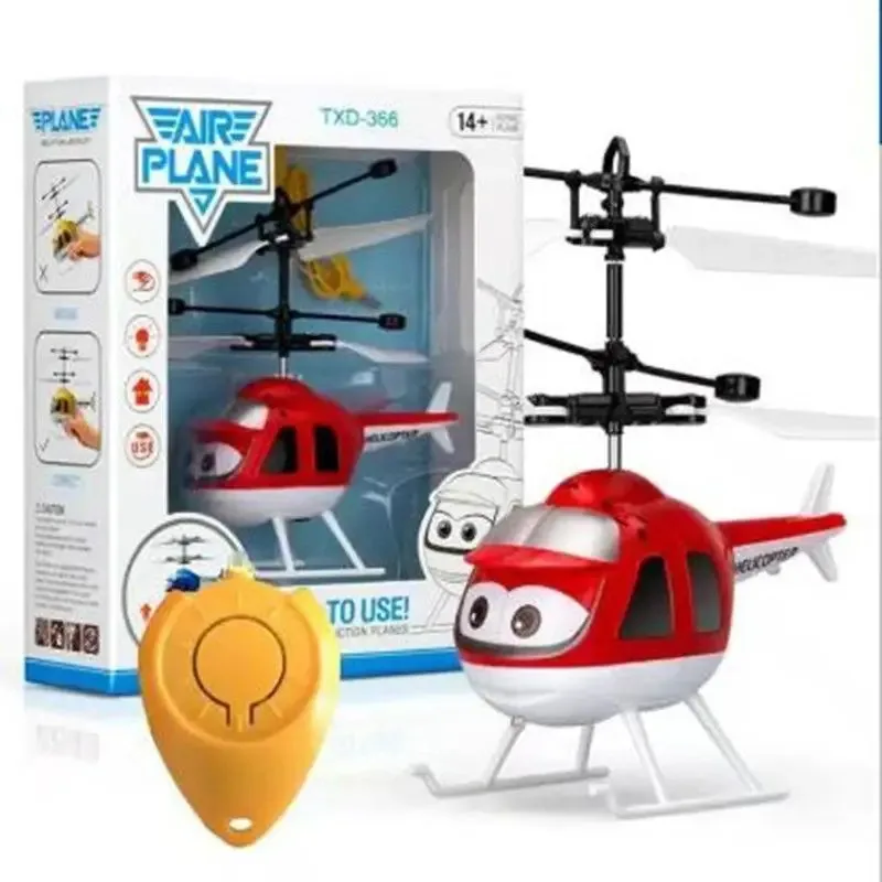 

TOPMAYA Little Cute Cartoon Induction Flying Vehicle Levitation Gesture Induction Airplane Helicopter Children's Toy YK07