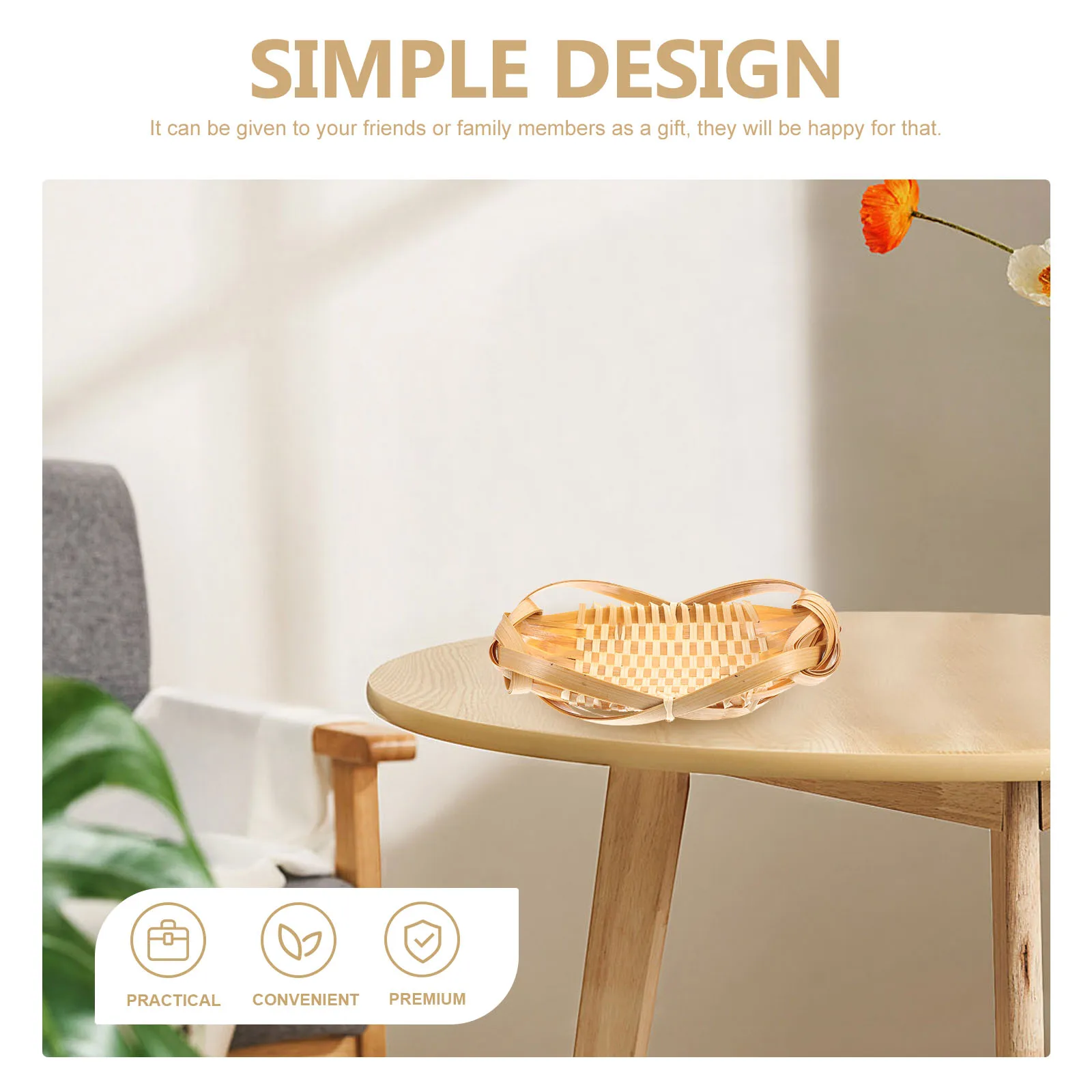

Bamboo Woven Storage Basket Rustic Creative Food Holder Multi- Use Snack Fruit Bread Organizer Bamboo Woven Basket