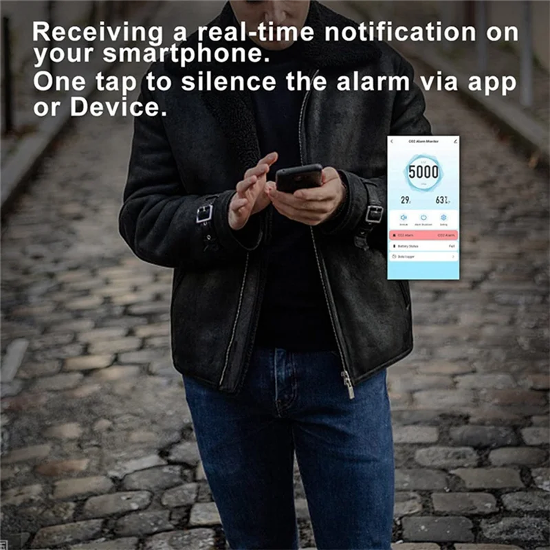 ABGN 5 In 1 Tuya Air Quality Monitor Photoelectric Carbon Dioxide Detector Fire Alarm CO2 Temperature Humidity Detector