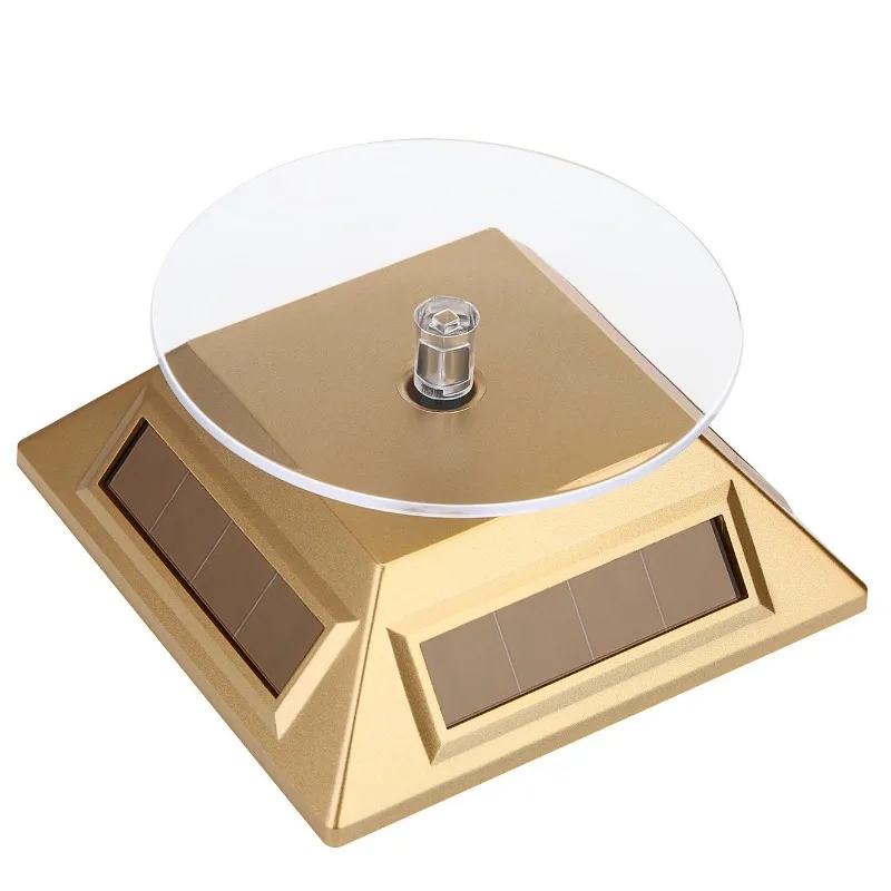 360 Turntable Solar Showcase Rotating Jewelry Watch Ring Phone Stand Display Jewelry Organizer Jewelry Display Stand 4 Colors - Image 3
