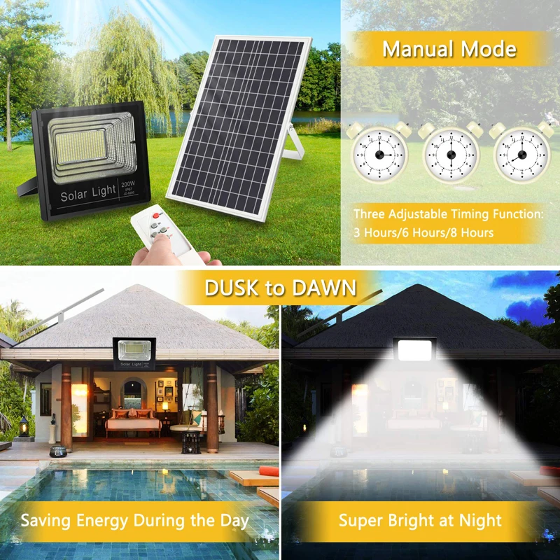 Outdoor LED Solar Light Waterproof Floodlight Panel Solar Lamp Foco Led Spotlights Wall Garden Solar Powere Sun Lighting