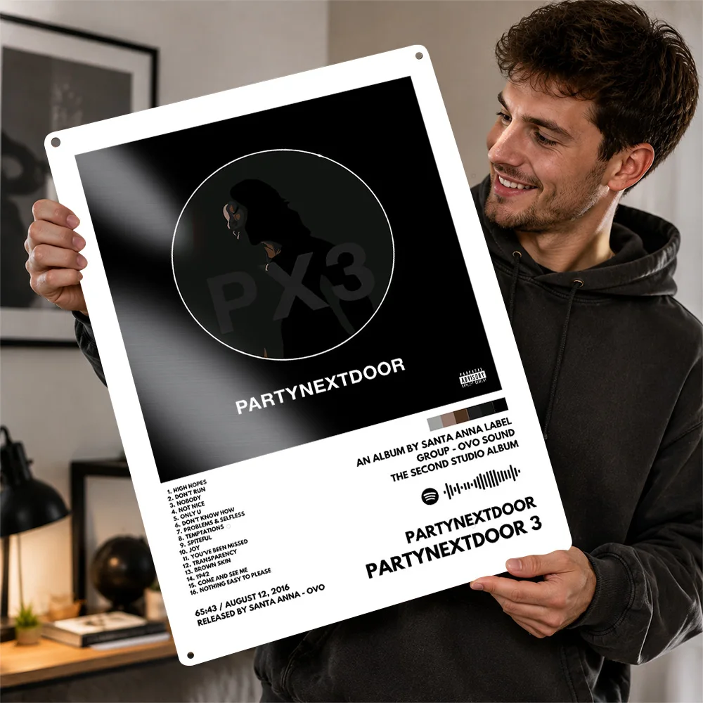 PARTYNEXTDOOR PX3 Album Cover Textured Metal Poster Graphic Wall Art For Listening Room Personalized Aluminum Sign Birthday Gift