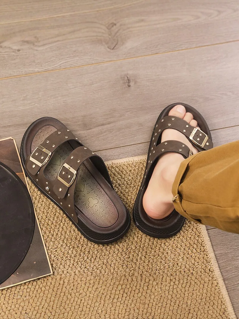 

Men's Summer Outdoor Wear Anti-Slip Deodorant Casual Home Outdoor Water Shoes Single Strap Slippers