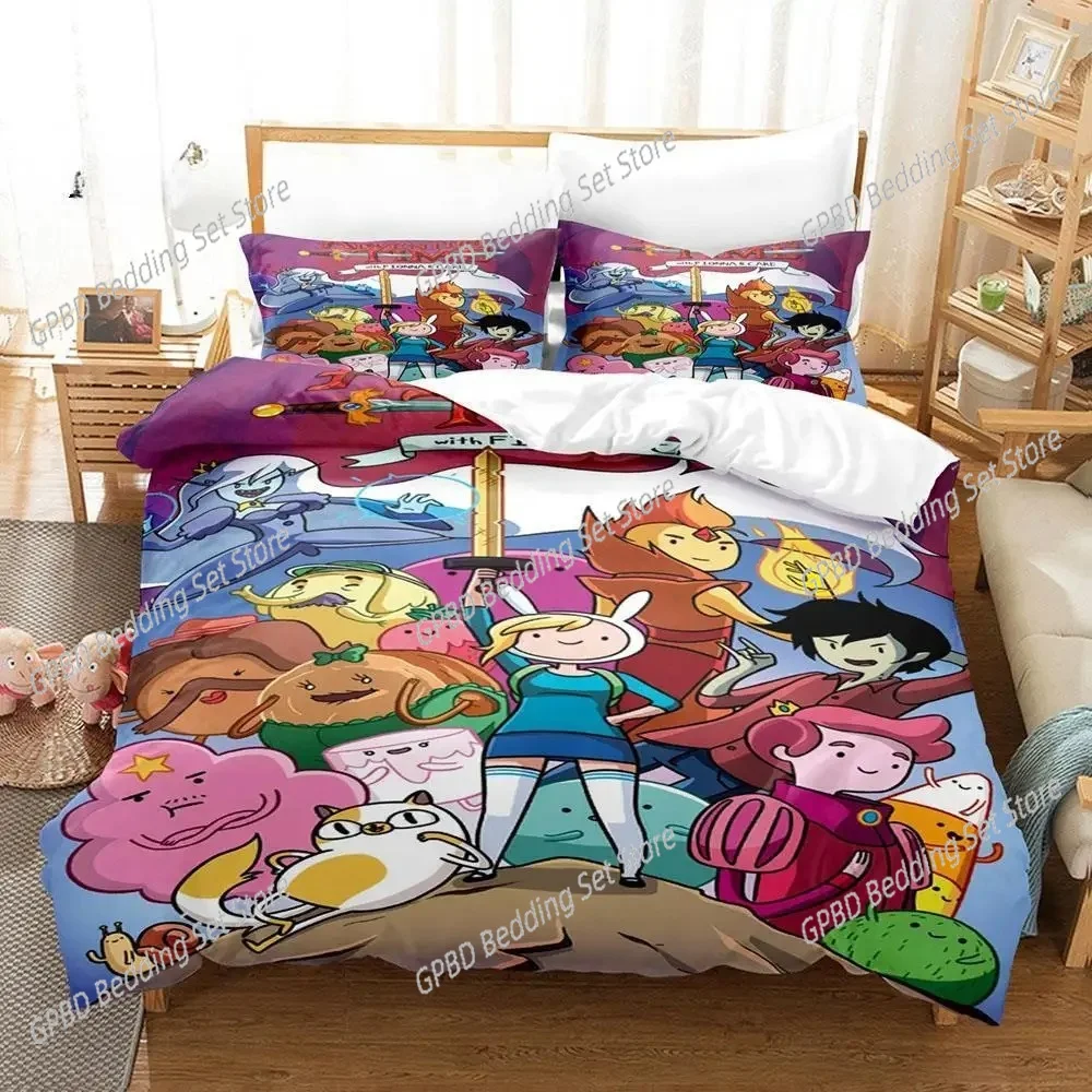 

New Anime Adventure Time Comfortable Duvet Quilt Cover Pillowcase Bedding Set Children Bedroom Decoration Home Textile