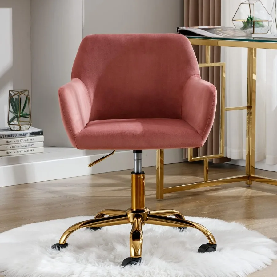 كرسي مكتب مخملي مريح دوار كرسي ترفيهي حديث مع عجلات منجد مريح كرسي مكياج من القماش المخملي الارتفاع أ