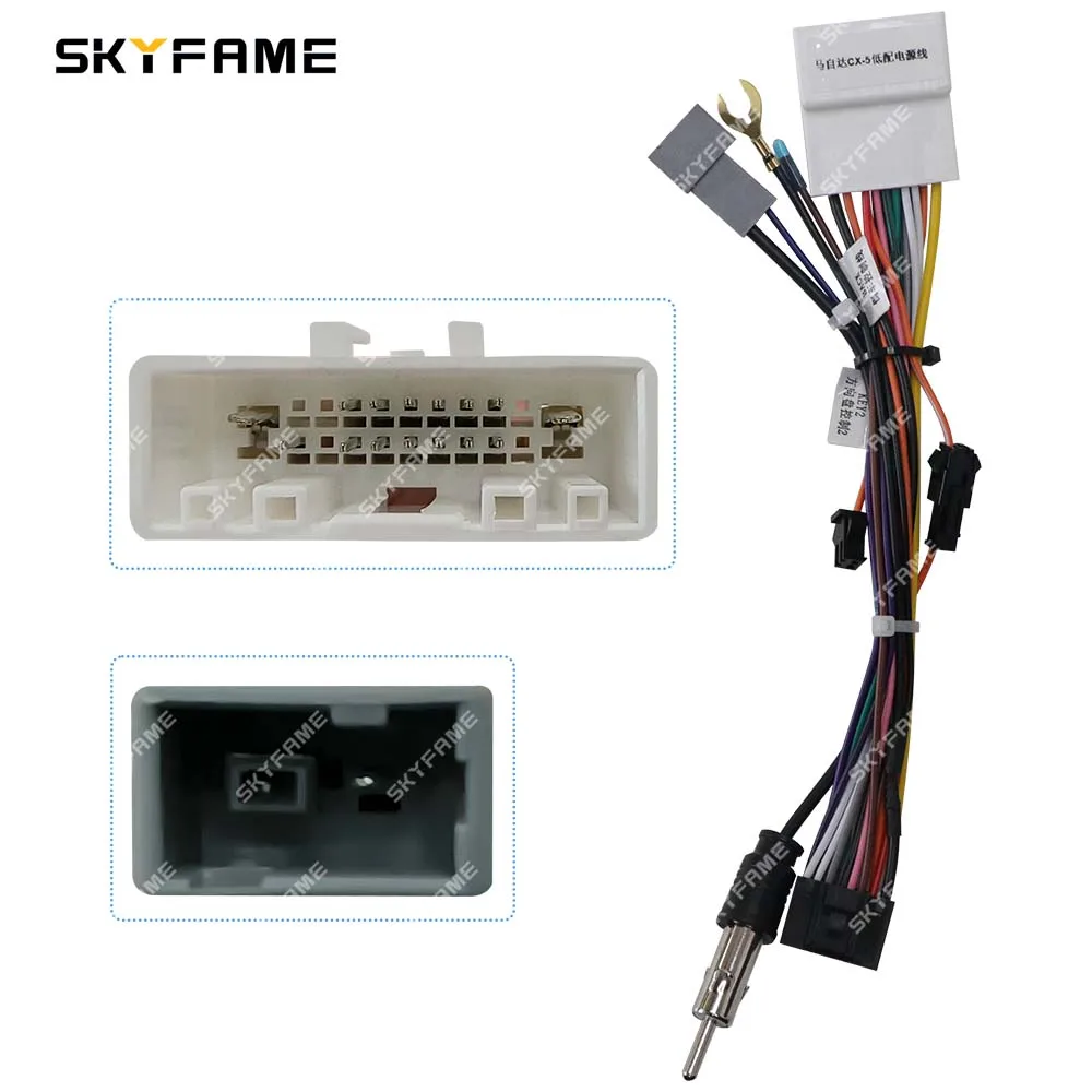 SKYFAME Car 16pin Wiring Harness Adapter Android Radio Power Cable For Mazda CX-5