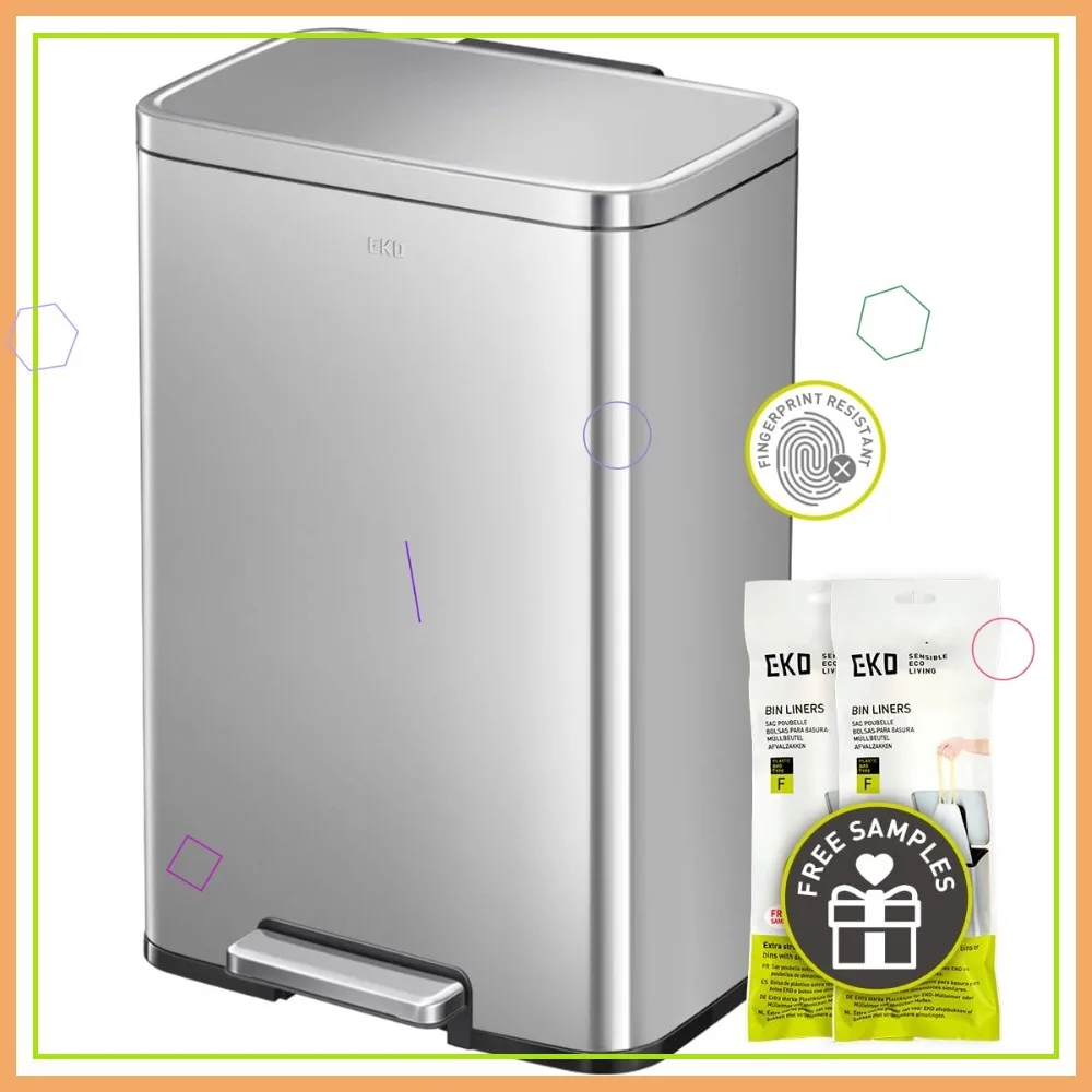 

50 Liter Stainless Steel Step Trash Can with Fingerprint Resistant Finish and Inner Liner