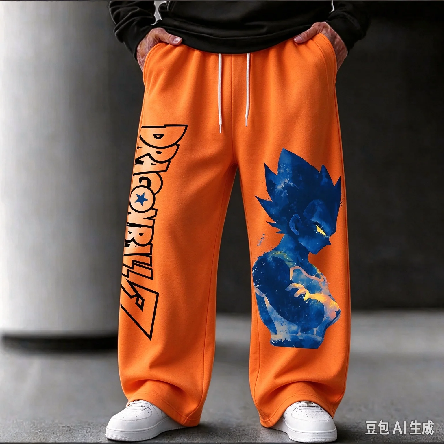 Dragon Ball Vegeta Blue Watercolor Print Long Pants Unisex Loose Wide Leg Joggers Elastic Anime Streetwear Casual Trousers