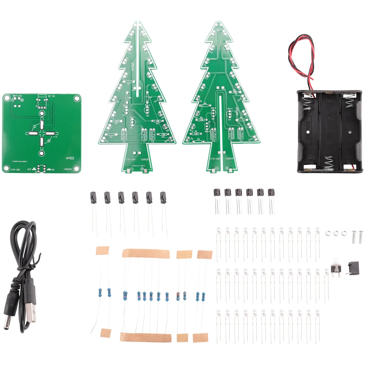 EEQKIT DIY Christmas Trees Soldering Project, 3D Christmas Trees LED Kits DIY Electronic Kit Soldering Assembly 7 Color Fun Kit