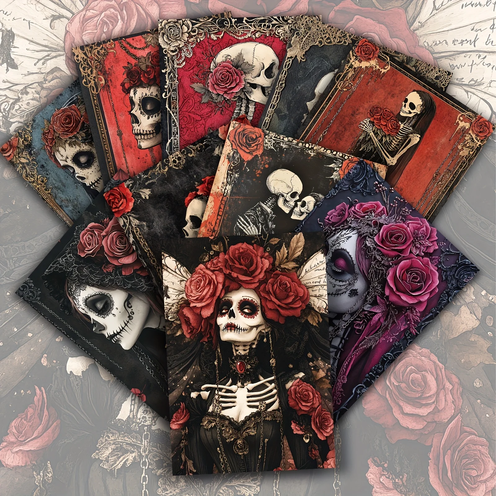 20PCS Retro Skeleton Bridal Halloween Postcards, Classic Halloween Skeleton Illustrations, Collection Decorative Painting Cards