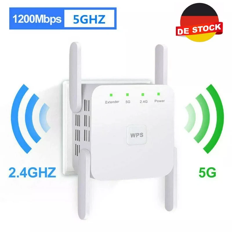 Image of 1200Mbps 5GHz WLAN-Verstärker Dual-Band Kabelloser WLAN-Repeater Langstrecken-Signalverstärker Netzwerkverstärker für Zuhause, Büro, Hotel