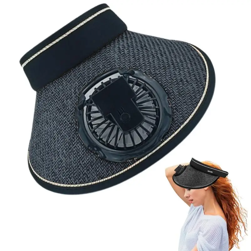 Sun Hat With Fan Empty Top Cap USB Charging Sun Protection Breathable Cooling Fan Hat For Beach Garden Hiking Outdoor Sports