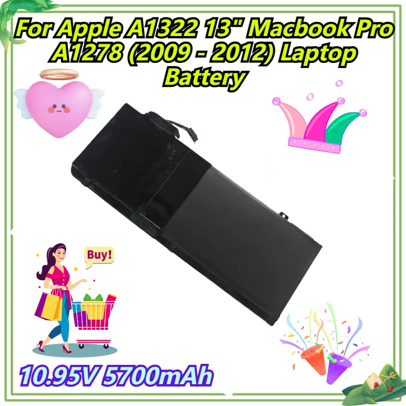 

10.95V 5700mAh For Apple A1322 13" Macbook Pro A1278 (2009 - 2012) Laptop Battery