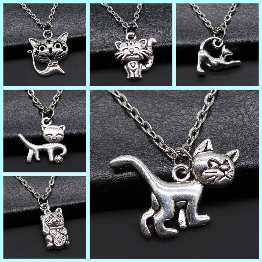 Cute Cats Pendant Necklace Lucky Cat Bring Money Pendant Necklaces Pet Cat Jewelry Gift Necklace For Women Men Boy Girls