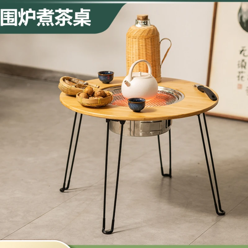 

Уличная портативная угольная печь для барбекю, бездымный складной стол для барбекю, уличный двор, каминный стол