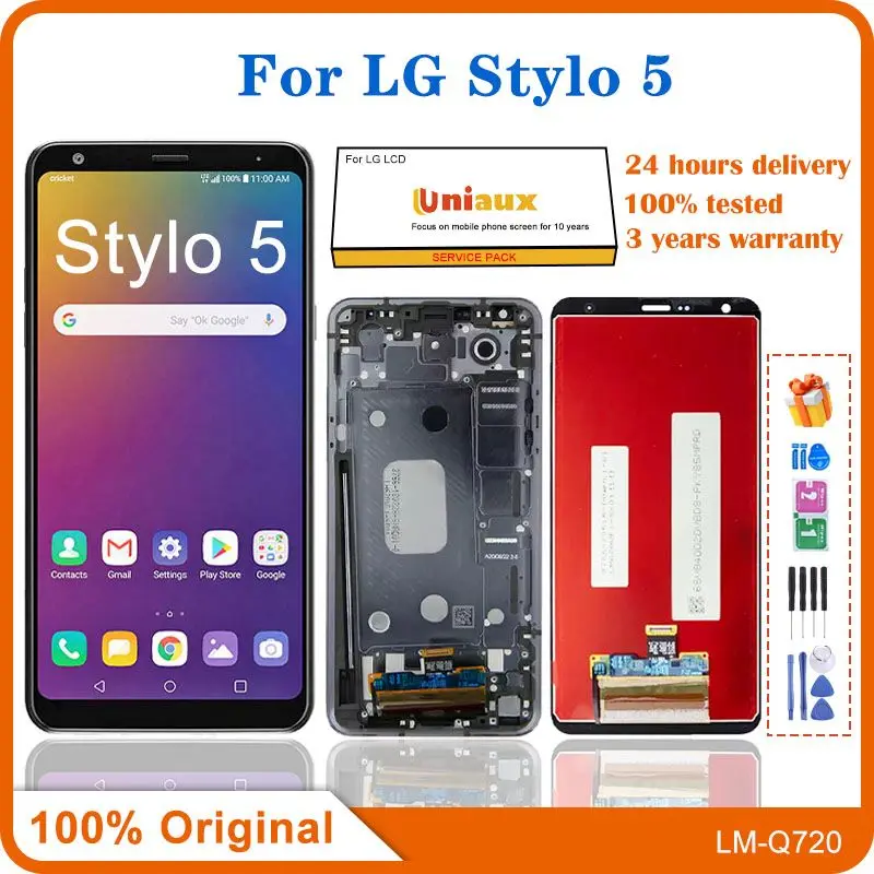 

Original Q720 LCD For LG Stylo 5 Display Touch Screen Digitizer Assembly With Frame LM-Q720 Q720QM6 Stylo5 LCD Replacement Parts