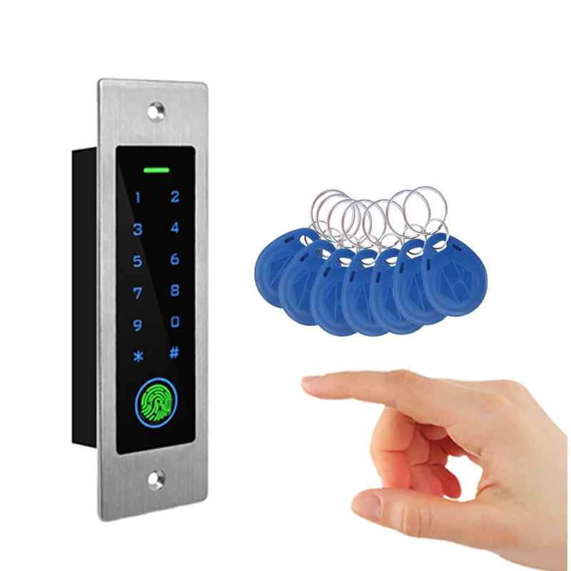 RFID Reader Keyless Door Opener Metal Access Control Scanner 100 Users Mini IP66 Waterproof Embedded Fingerprint Reader