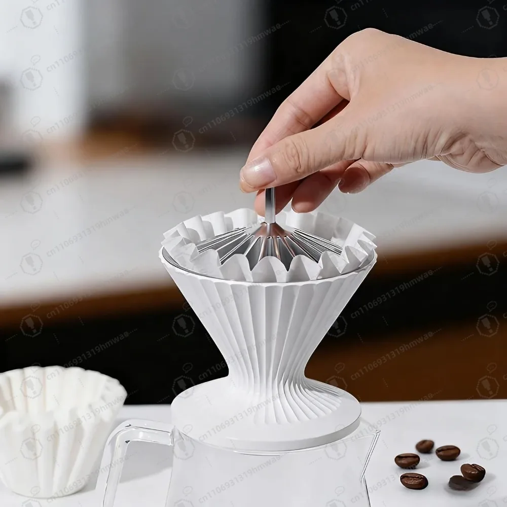 

All Metal Coffee Filter Paper Presser Pre-pour Shape Retainer Tool for Basket V60 Pour Over Coffee Maker
