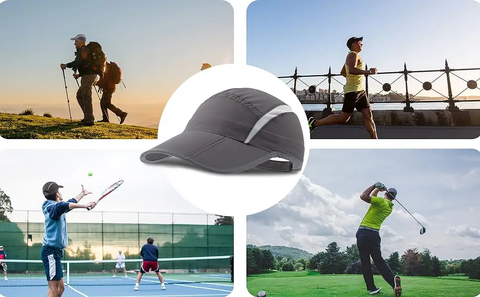Connectyle Herren- und Damen-Sport-Baseballkappe, faltbar, Netzstoff, mit reflektierenden Streifen, atmungsaktiv, leicht, schnell trocknend, Sun Runner Cap – Detail 5