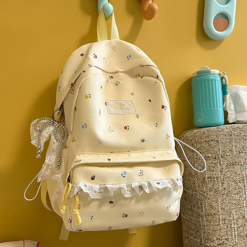Large Capacity Campus Backpack Lightweight Soft Nylon Material Student Schoolbag High Aesthetic Value Preppy Style Design