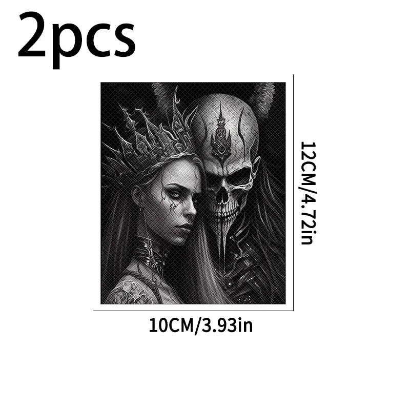 2Pcs Dark Style Skull Couple Handlebar Sticker, Waterproof Anti-Slip Vinyl Decal for Motorcycle, Bike & Scooter