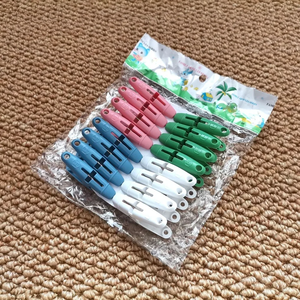 16PCs Non-Slip Clothespins Practical Heavy Duty Plastic Laundry Clothes Clips 4 Colors Hanger Clip Home Closet Bathroom