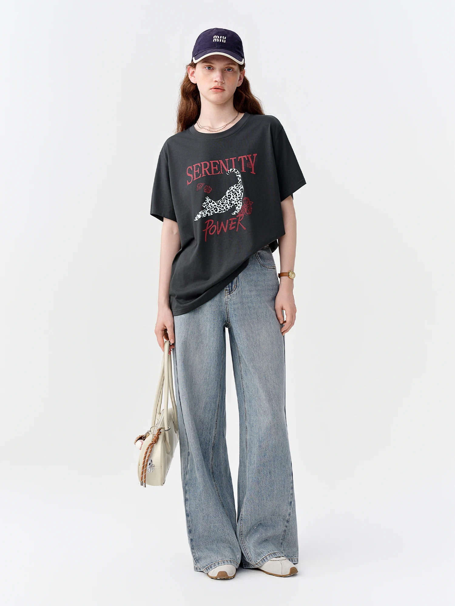 DUSHU Women's Multi-Size Light Blue Silver-Brushed Wide-Leg Jeans 2026 Fall New High-Waist Straight-Leg Floor-Length Trousers