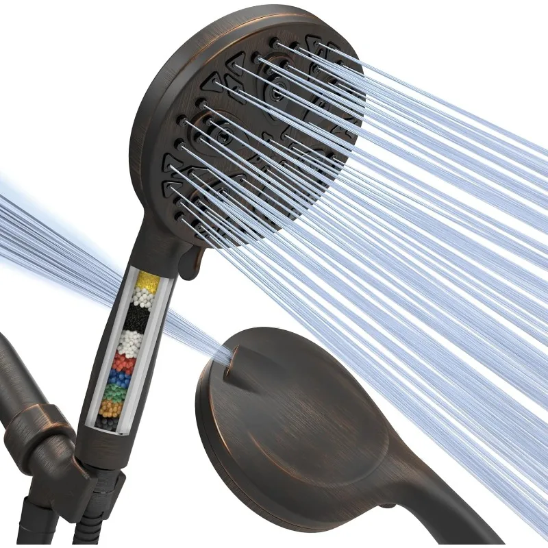 

10-Mode Handheld Shower Head with Filter - 5" High Pressure Filtered Shower Head with Touch-to-Clean Nozzles