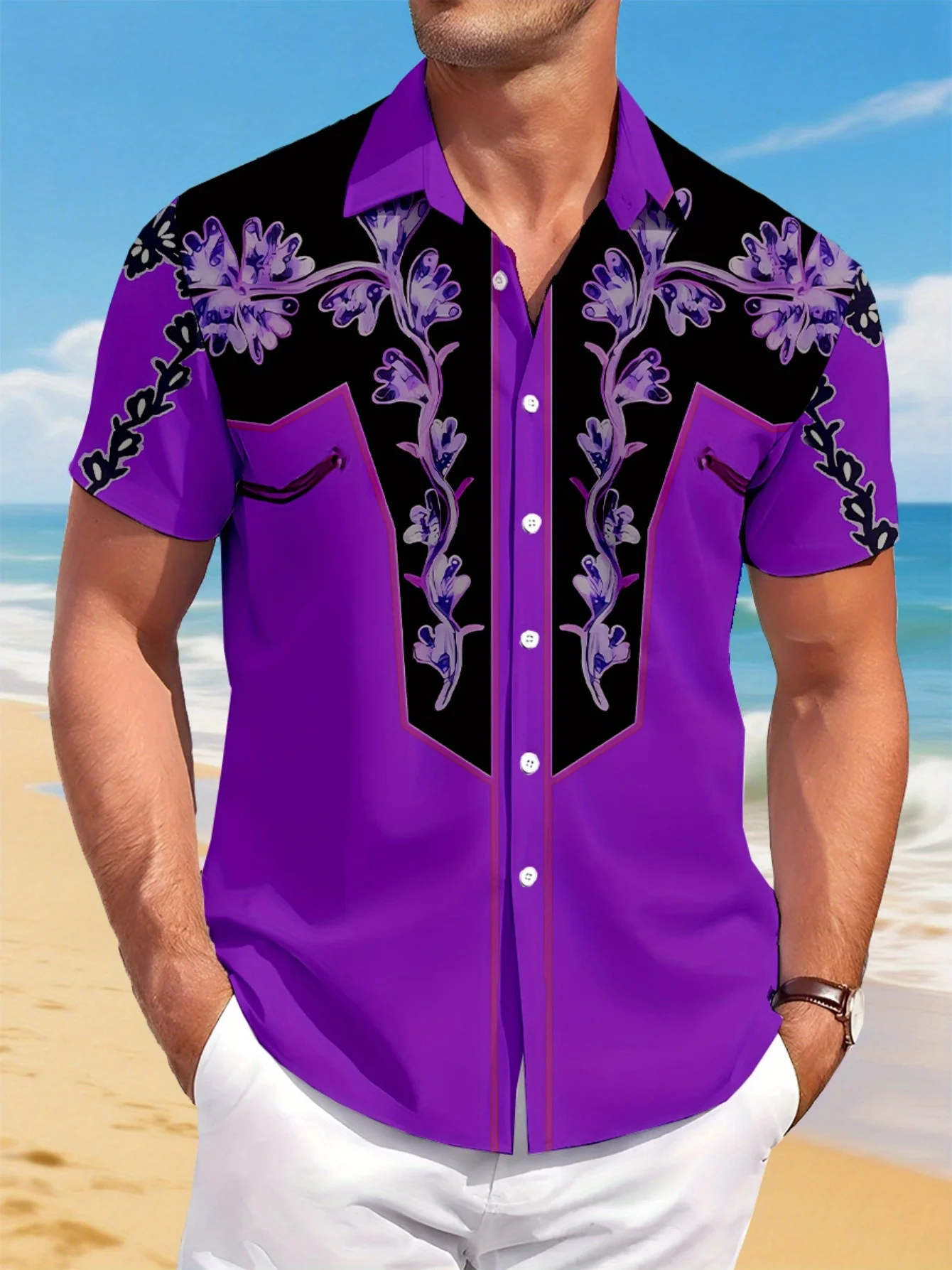

Men'S Lightweight Hawaiian Shirt - 3D Printed Floral & Bird Design,, Breathable Summer Shirt for Casual Attire, Hawaiian Shirt