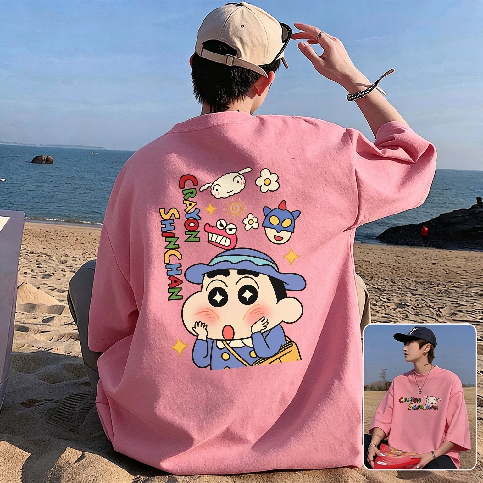 Crayon Shin-chan Cartoon Cute Funny Japanese Tee Men's Women's Retro Cool Graphic Print Oversized Short Sleeve Streetwear Top