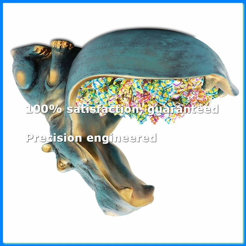 Hippopotamus Statue Home Resin Hippopotamus Figurine Fun Candy Dish,Key Bowl,Big Mouth Sculpture Table Art Decoration A-FS