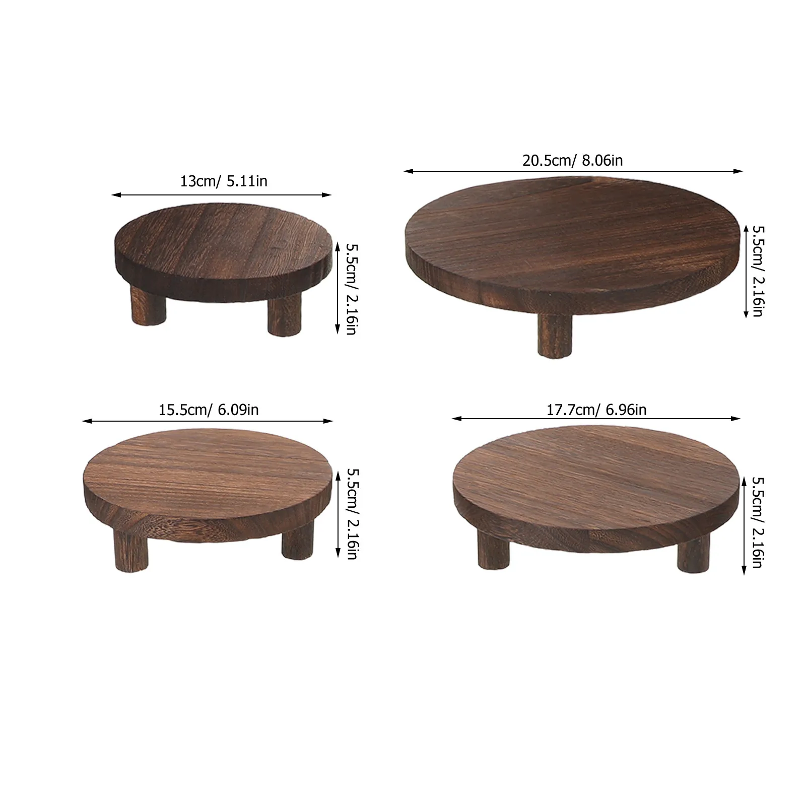 4Pcs Wood Display Riser Round Wooden Base for Jewelry Crafts Small Plants Home Office Retail Decor Wood Riser Display Risers