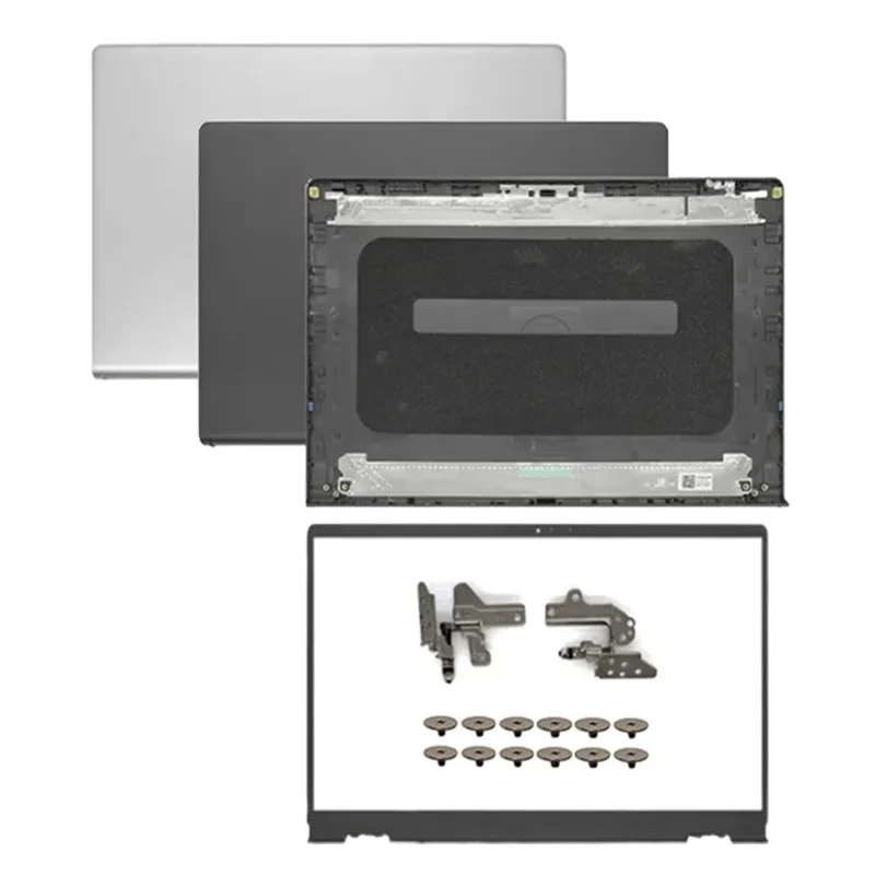 Nova Carcaça para Dell Inspiron 15 3510 3511 3515 3520 3521: Tampa Traseira do LCD, Moldura Frontal, Dobradiças e Tampa Superior (Preto/Prata)
