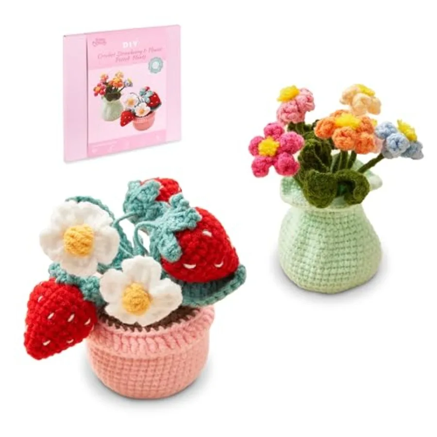 

Набор для вязания крючком для начинающих: создайте милую клубничку в горшке. Набор для начинающих вязальщиц амигуруми с видеоуроком, пряжей и крючком.