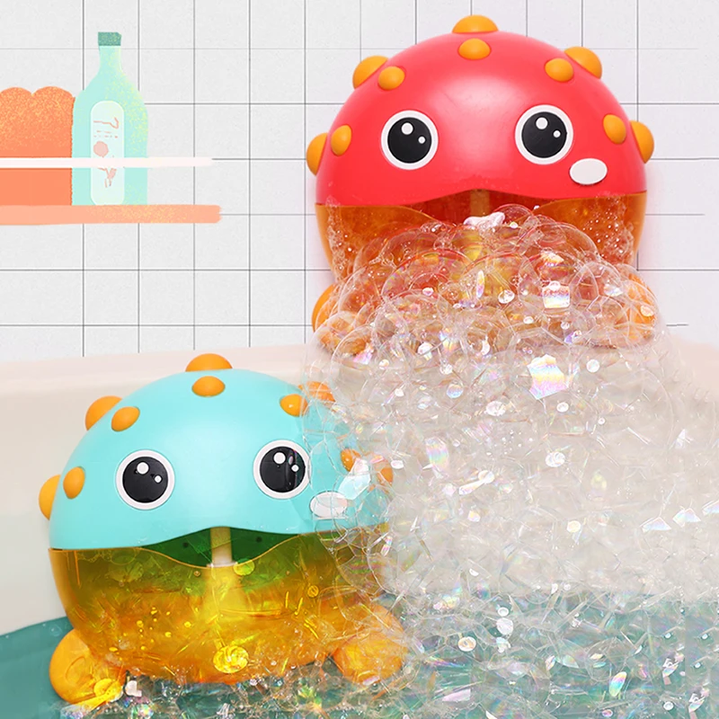 Baby Bath Toy Puffer Fish Bubble Maker Automatic Bubbles Blower Machine for Bathtub with Music Fun Shower Toys for Toddlers