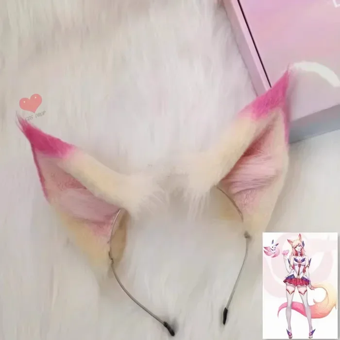 

New Handmade Ahri Star Guardian Cosplay Prop Fox Ears Hairhoop Hairbands Headwear For Halloween Christmas Costume Accessories