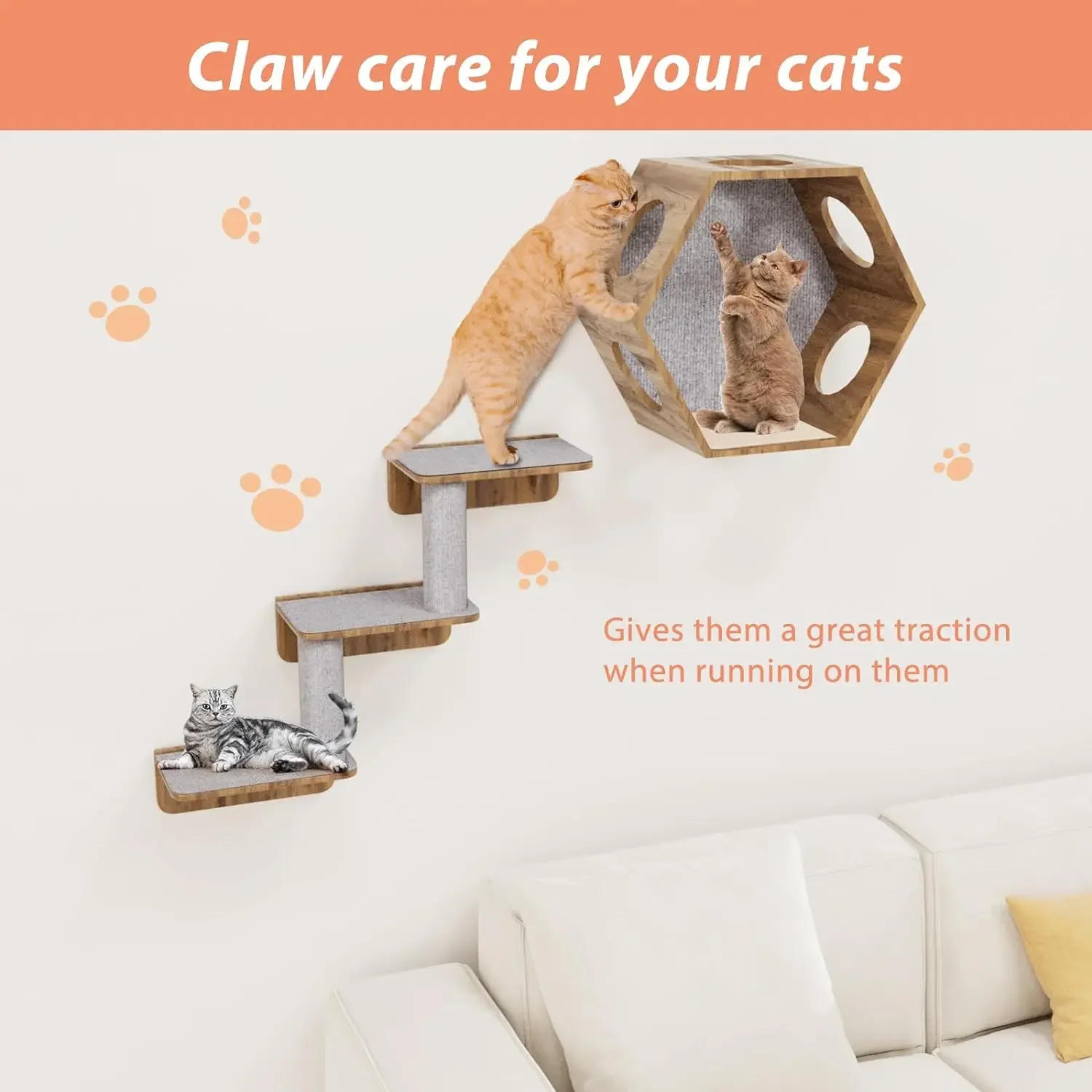 Cat Scratching Mat Self-Adhesive Trimmable Carpet Cat Scratching Post Carpet for Anti-scratching Sofa Furniture Protection