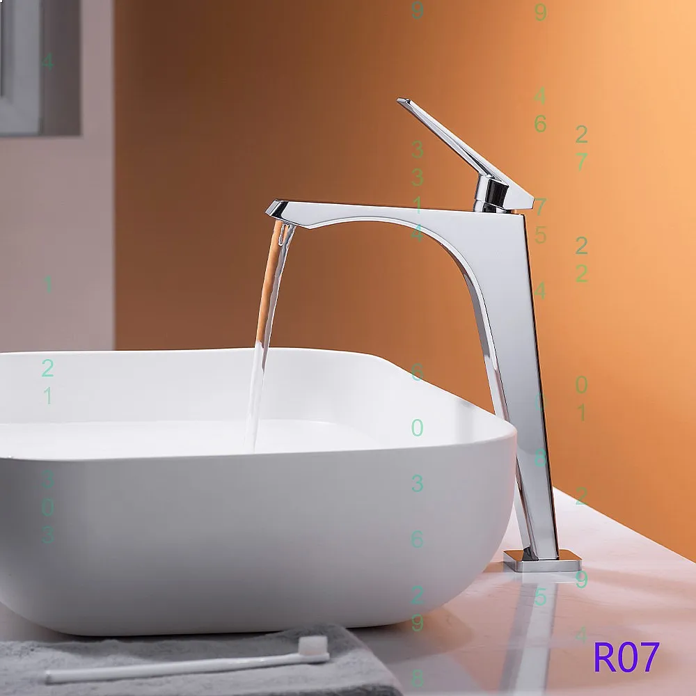 High Arc Basin Faucet Cold Hot Water Bathroom Sink Splash Proof Kitchen Mixer Tap