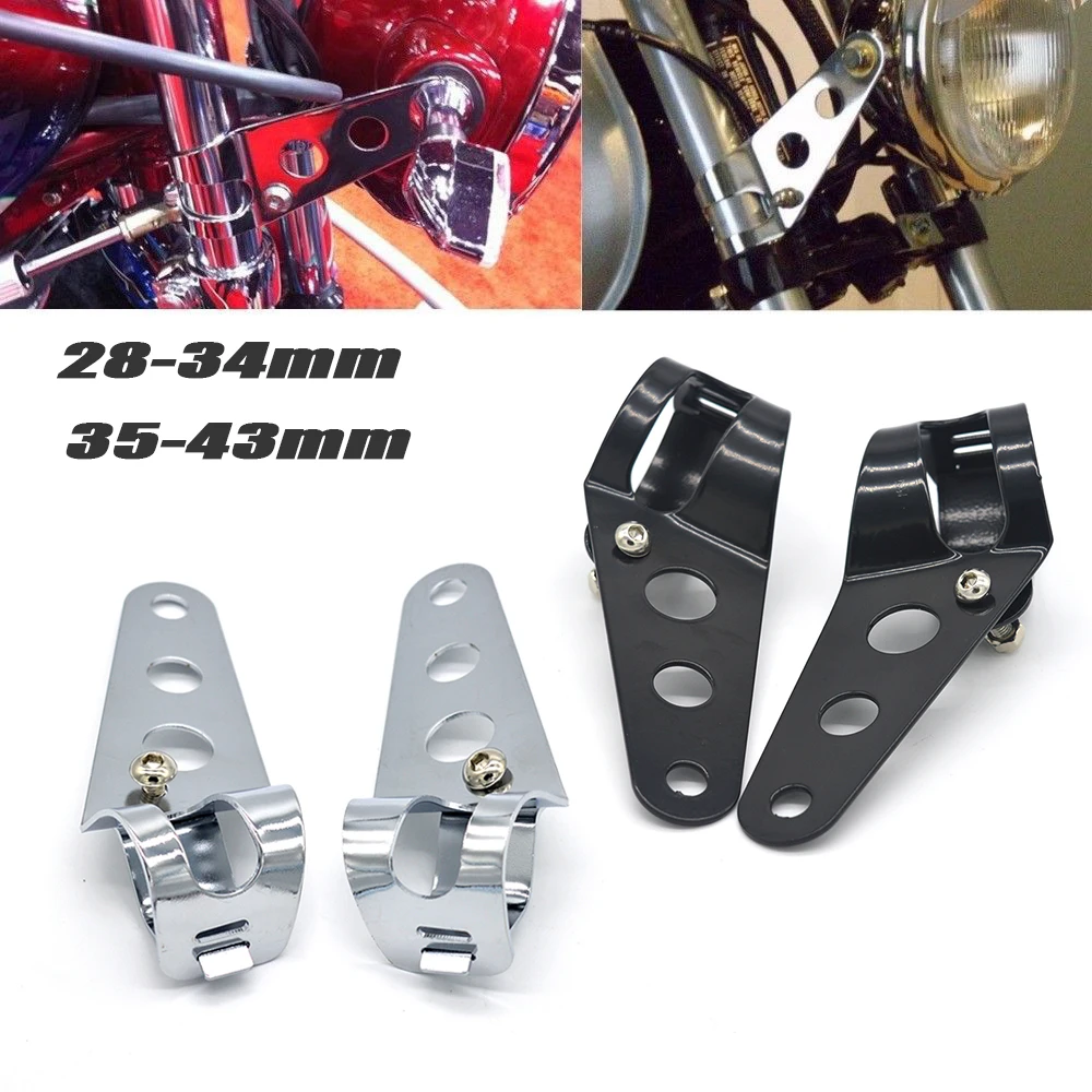 Motorcycle Universal Headlight Mount Bracket Fork Ear Chopper Headlamp Holder Clamp Adjustable Motor Fork Mount 28-34mm 35-43mm