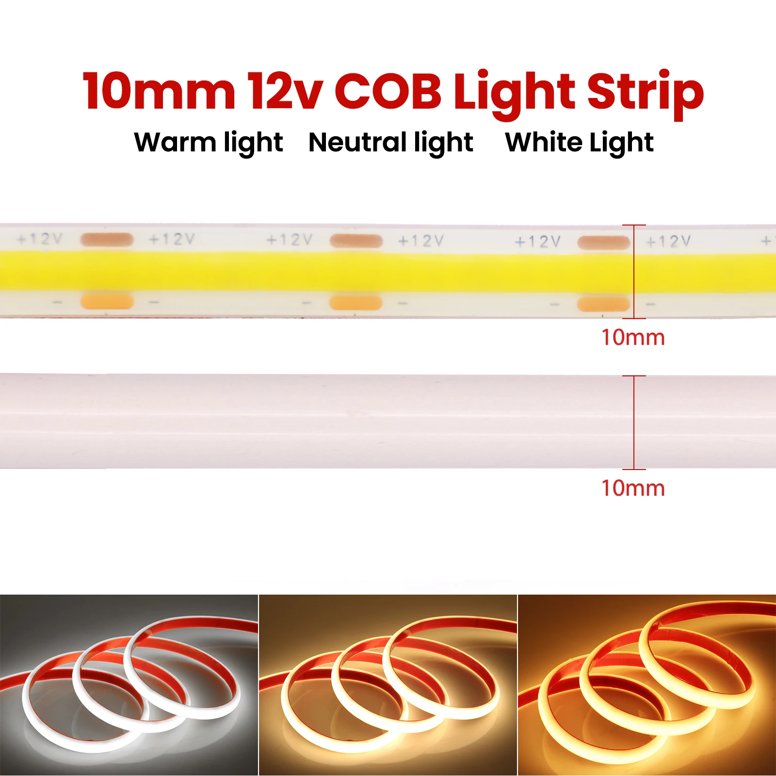 Imagem -04 - Impermeável Solar Power Led Strip Light 12v Dimmable Cob Led Strip com Controle Remoto Fita Cob Flexível Fita para Decoração Interior e Exterior Ip68