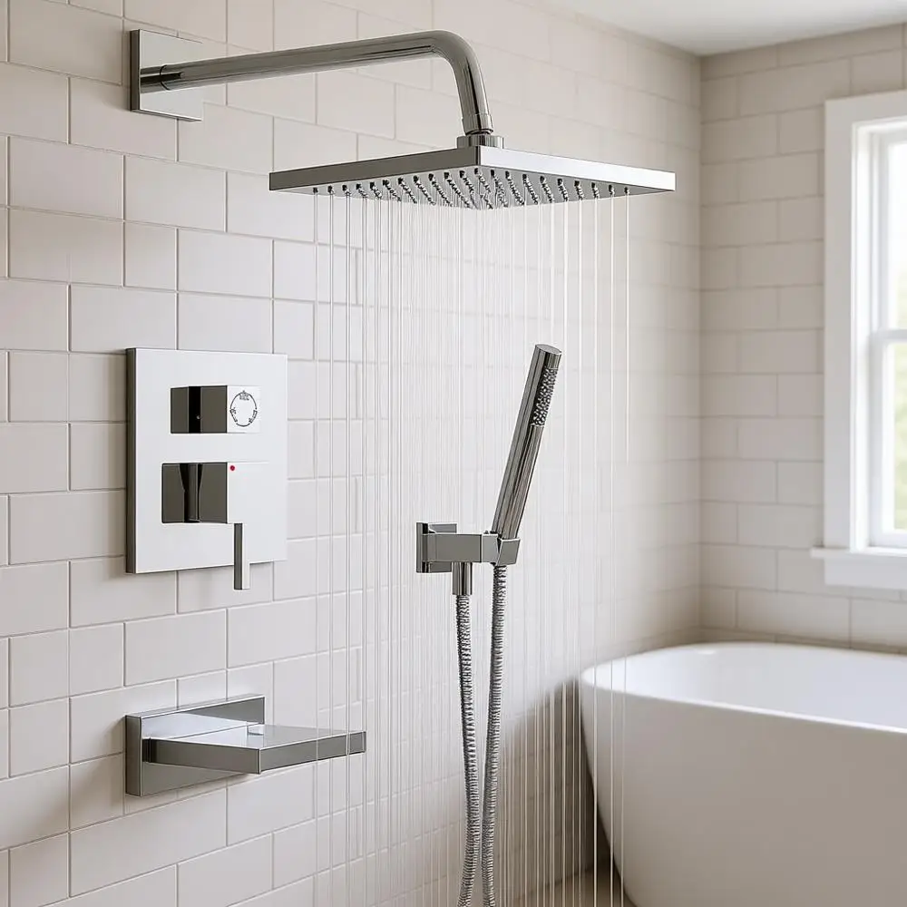 

Душевая система для ванны, дождевая душевая система с изливом для ванны, душевые лейки 10 дюймов с ручным распылителем, настенный душевой комплект