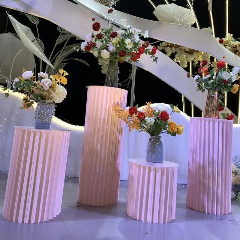 3 Stück Faltbare Papierzylinder-Podeste mit PVC-Oberfläche, Display-Sockel, Hochzeits-Dessert-Kuchenständer, Wabenförmige Säule, Partydekoration – Detail 8