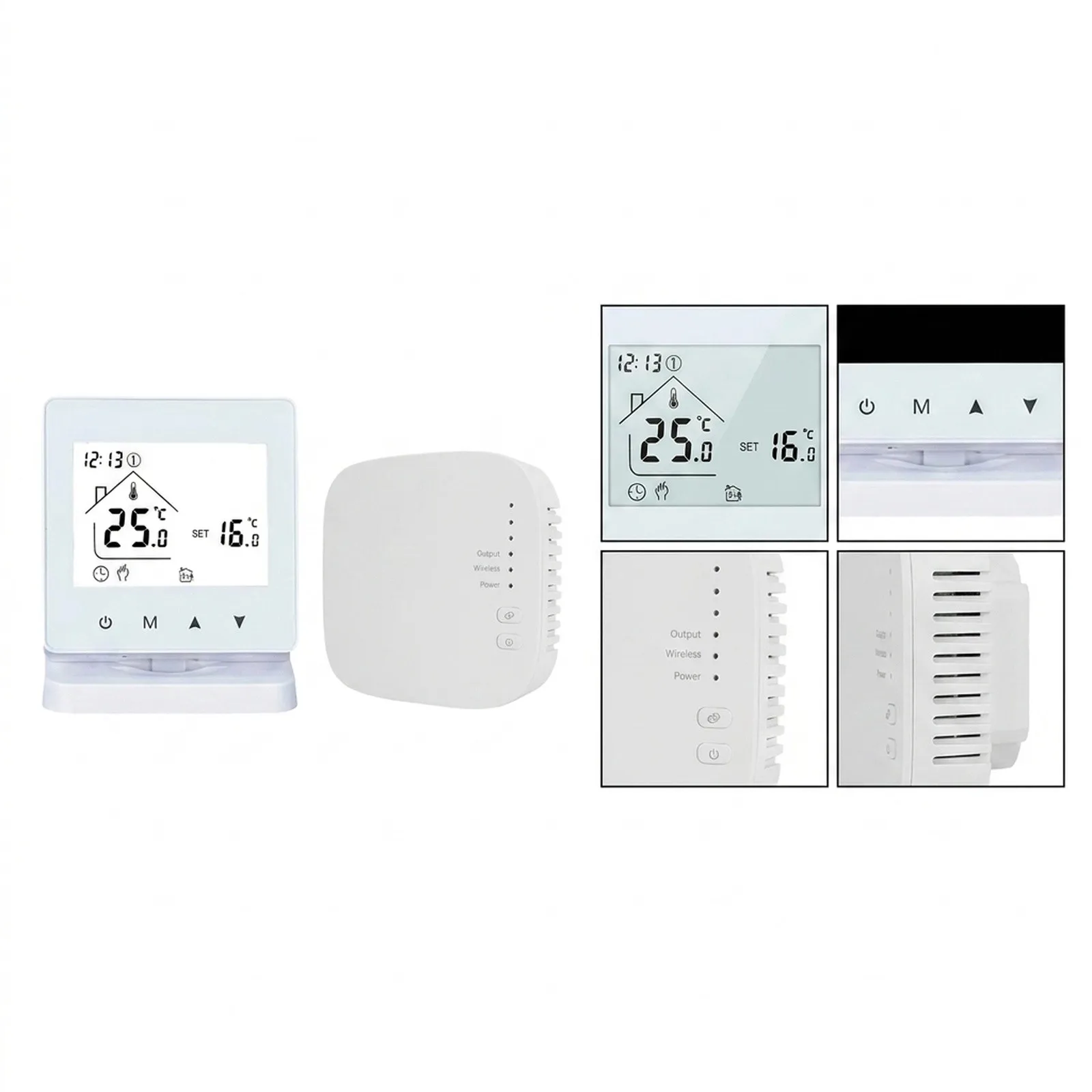 Wireless For RF433 Floor Heating Thermostat with 100m Control Range Adjustable Temperature and for child Lock Feature for Safe