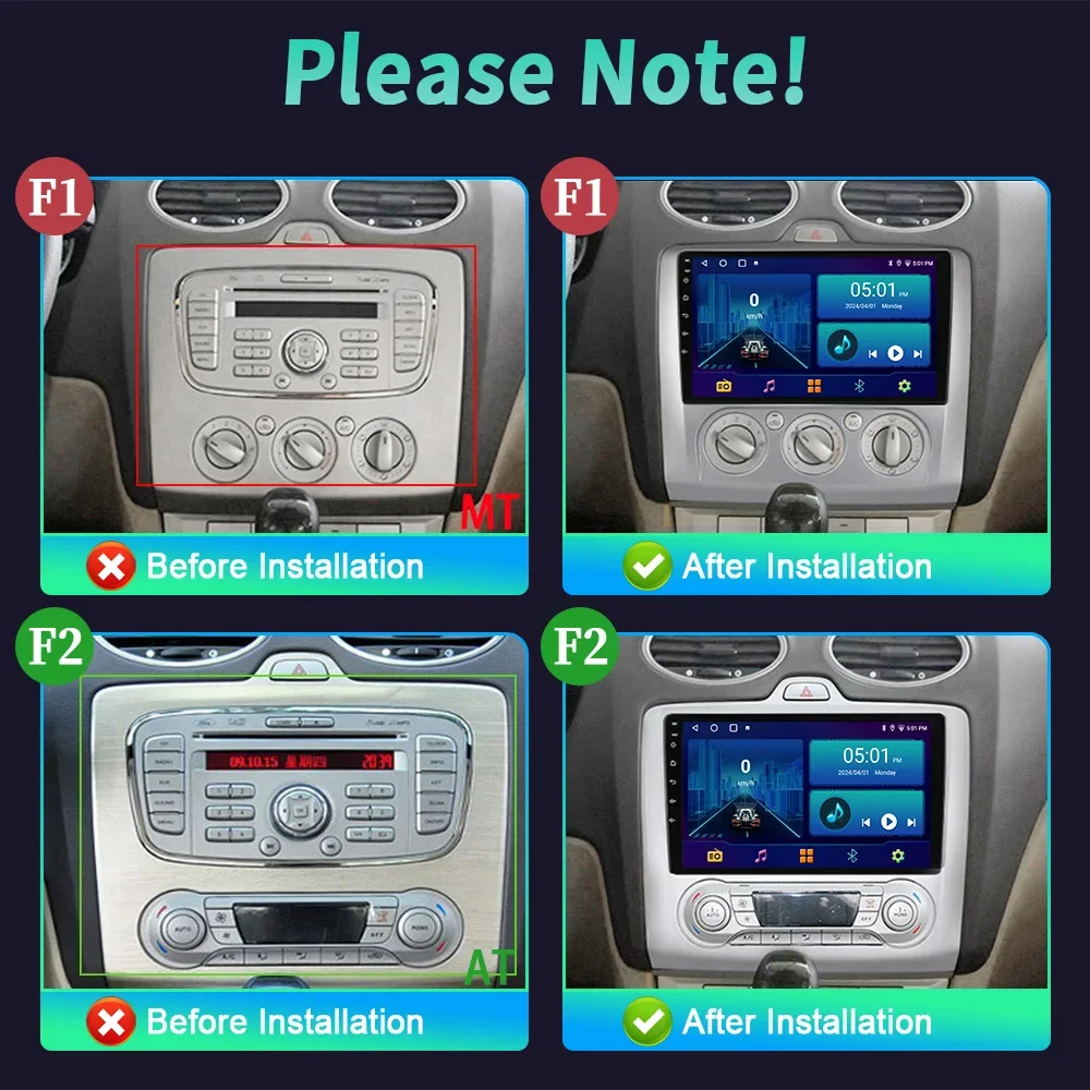 Android 14 Car Radio For Ford Focus 23 Mk2 Mk3 2004-2011 Silvery GPS Multimedia Wireless Bluetooth Carplay Touch Screen Stereo