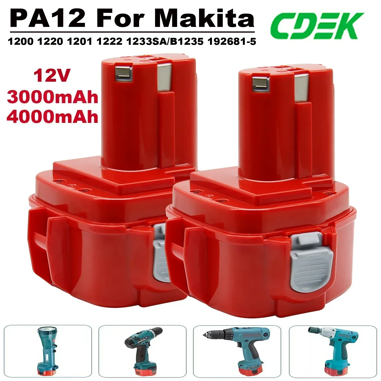 SU 4000mAh Ni-Mh Battery For Makita 1200 1220 1201 1222 1233SA/B1235 192681-5 PA12 Power Tool Batteries 12V Battery