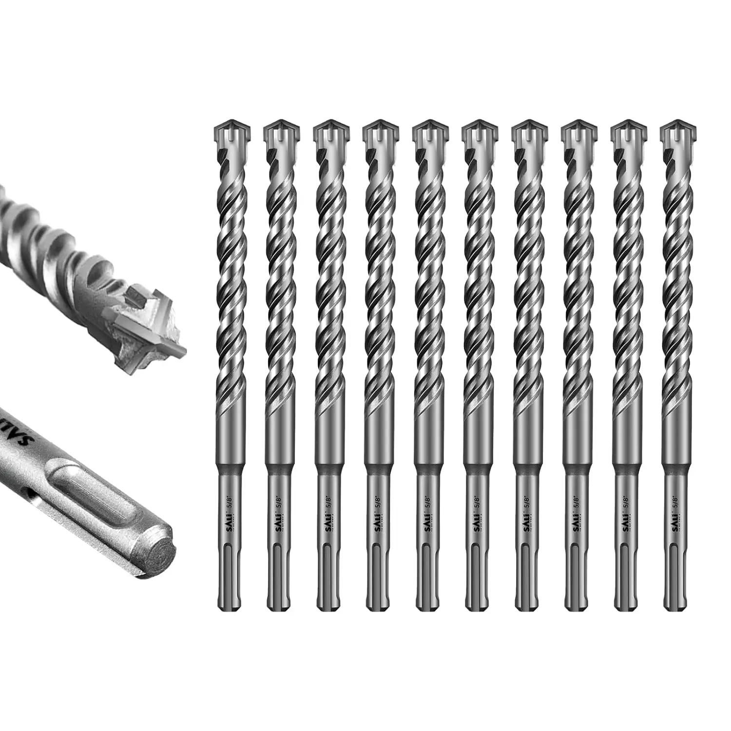 

Набор из 10 сверл SDS Plus 5/8"*8" для перфоратора, крестообразные, с двойной резьбой, твердосплавные, для кирпича, цементных стен, камня