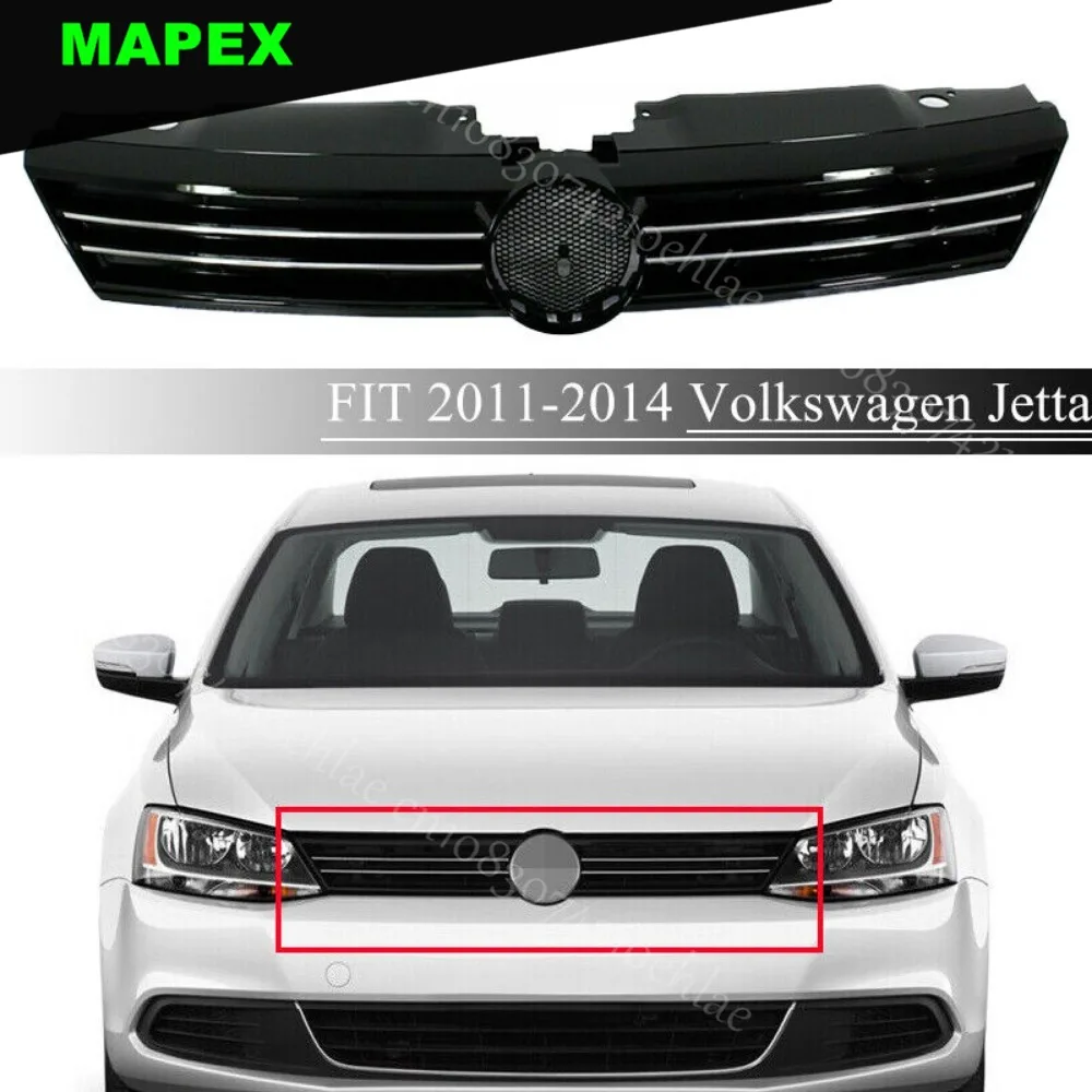 

Grille Black Shell Grill W/chrome Trim Fit 2011-2014 Volkswagen Jetta